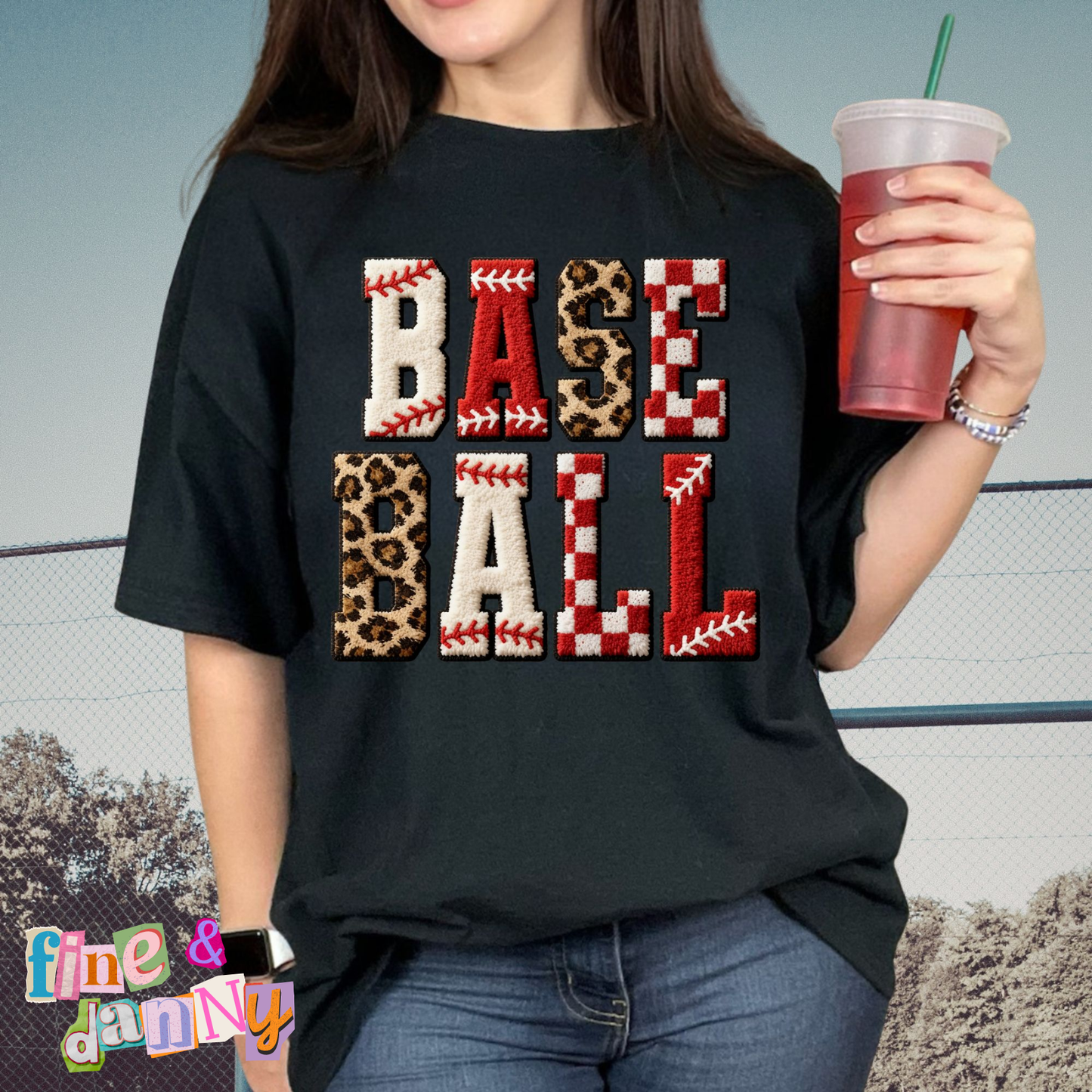 Baseball Leopard Faux Chenille Tee