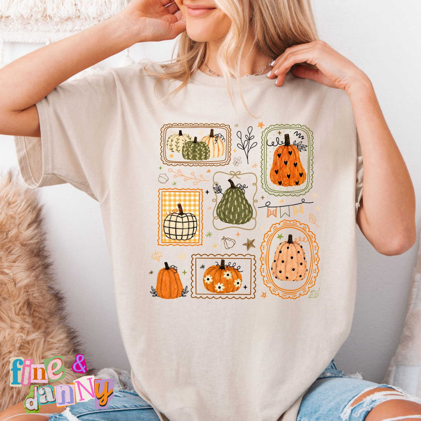 Boho Pumpkin Stamp Collage Tee