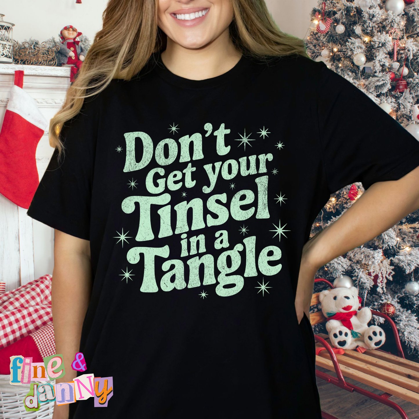 Tinsel In A Tangle Distressed Retro Tee