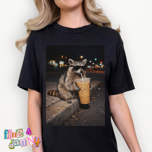 Iced Coffee Raccoon Tee