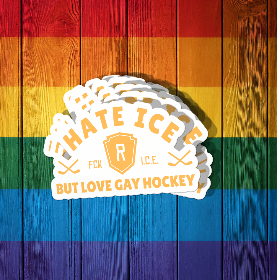 Hate Icy Love Gay Hockey Sticker