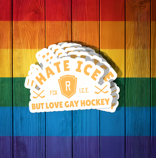 Hate Icy Love Gay Hockey Sticker